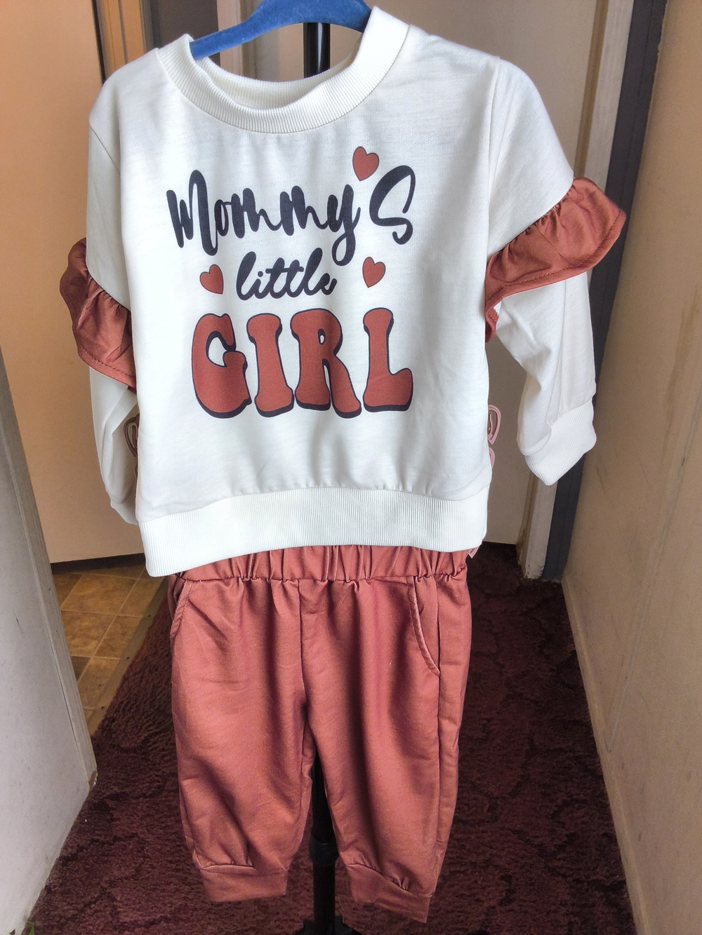 Mommy's Little Girl Two-Piece Pajama Set - White & Rust